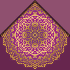 Vintage luxury decorative design of golden mandala. Vector illustration. Floral ornament