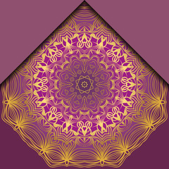Vintage luxury decorative design of golden mandala. Vector illustration. Floral ornament