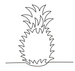 pineapple single solid line vector illustration