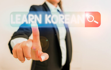 Handwriting text Learn Korean. Conceptual photo get knowledge or skill in speaking and writing...
