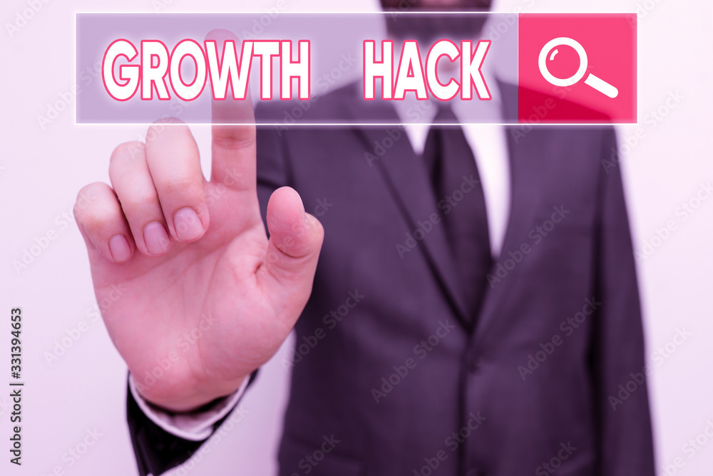 Poster text sign showing growth hack. business photo showcasing generally to acquire as many users or custo