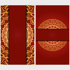 Invitation or Card vector template with floral mandala pattern. Decorative background for Wedding, greeting cards, Birthday Invitation. The front and rear side.