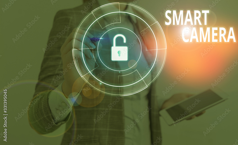 Poster text sign showing smart camera. business photo text individual image processing systems designed to 
