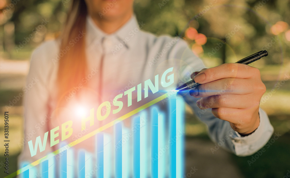 Poster handwriting text web hosting. conceptual photo business of providing storage space and access for we