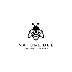 Illustration fly bee with leaf wings sign abstract modern logo template