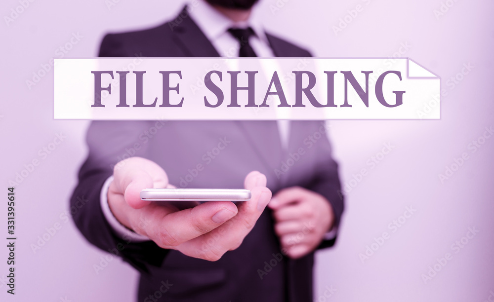 Poster text sign showing file sharing. business photo showcasing transmit files from one computer to anothe