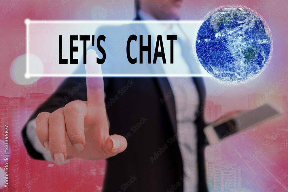 Poster writing note showing lets is chat. business concept for inviting the demonstrating to have informal 