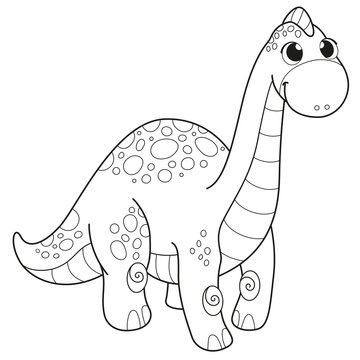 Coloring book for children baby Diplodocus