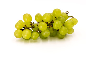 Green grapes isolated on white.