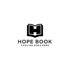Fototapeta na wymiar Creative modern education logo design illustration using book with H sign logo design template