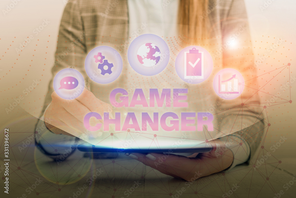 Poster conceptual hand writing showing game changer. concept meaning way that effects a major shift in the 