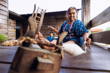 Craftsmen of Thai indigo cotton. Local Master are the original Indigo Cotton Weaving in the...