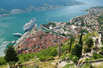 Aerial view of Bay of Kotor, Adriatic Sea, Montenegro