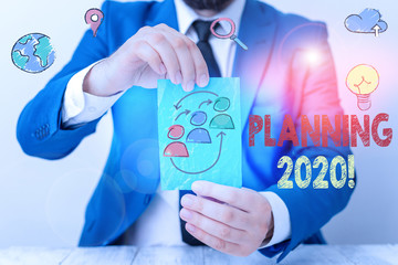 Word writing text Planning 2020. Business photo showcasing process of making plans for something...