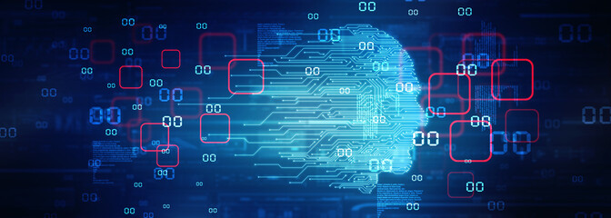 2d illustration digital Artificial mind concept