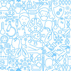 Coronavirus Line Seamless Pattern