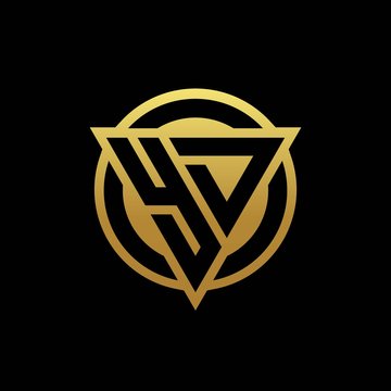 YD logo monogram with triangle shape and circle rounded isolated on gold colors