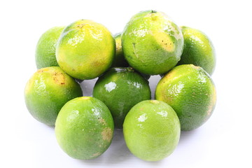 lime lemons group on white background