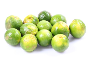 lime lemons group on white background