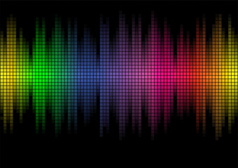 Vector illustration, Colorful mosaic with association to sound waves.