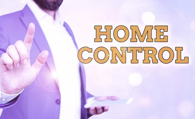 Word writing text Home Control. Business photo showcasing provides homeowners security comfort and...