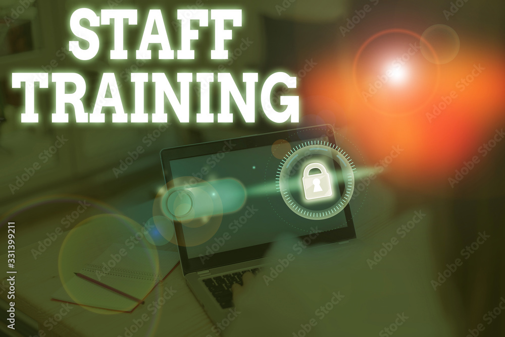 Poster text sign showing staff training. business photo text learn specific knowledge improve performance i