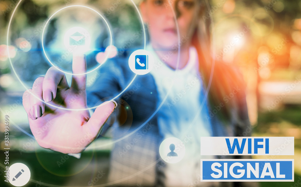 Poster writing note showing wifi signal. business concept for provide wireless highspeed internet and netwo