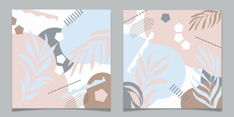 Set of abstract frames. Pastel backgrounds for decoration, for cards and invitations, for fabric and paper production.