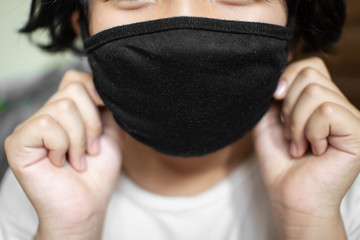 Women wearing protection face mask against coronavirus. 