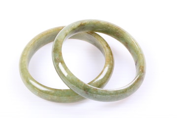 Jade bracelet on white background