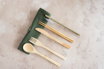 Reusable cutlery Set, knife fork spoon, chopsticks  and bamboo straw with Storage Bag. Zero Waste...