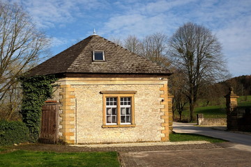 Nebengebäude aus Sandstein und Bruchstein in Beige und Naturfarben auf dem Gut Barkhausen in...