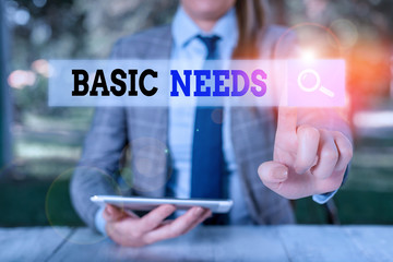Handwriting text Basic Needs. Conceptual photo something that you must have in order to sustain or...