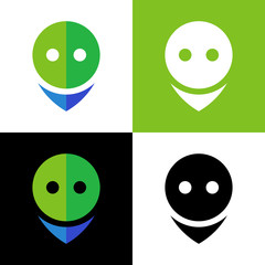 Clothes button and map pointer icon, vector illustration design