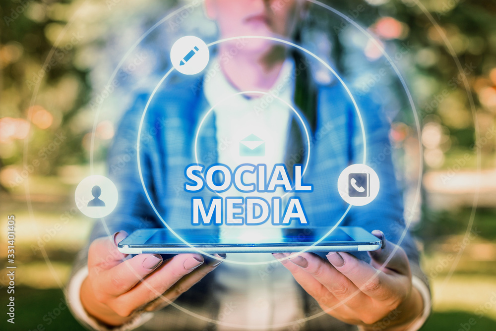Poster conceptual hand writing showing social media. concept meaning collective of online communications ch