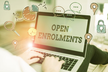 Word writing text Open Enrolments. Business photo showcasing when employees may make changes to...
