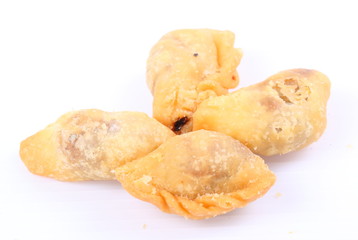 Curry puffs on white background