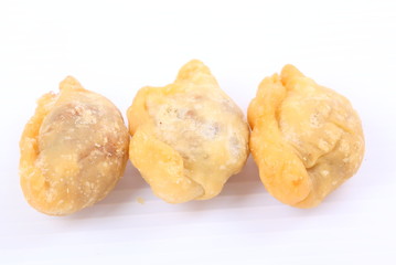 Curry puffs on white background