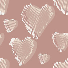 Hearts seamless pattern. Hand drawn  illustration.