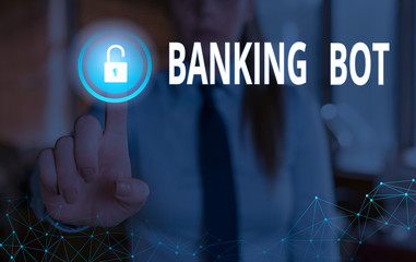 Handwriting text writing Banking Bot. Conceptual photo application that runs automated banking...