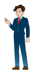 Stand talk businessman character cartoon design.