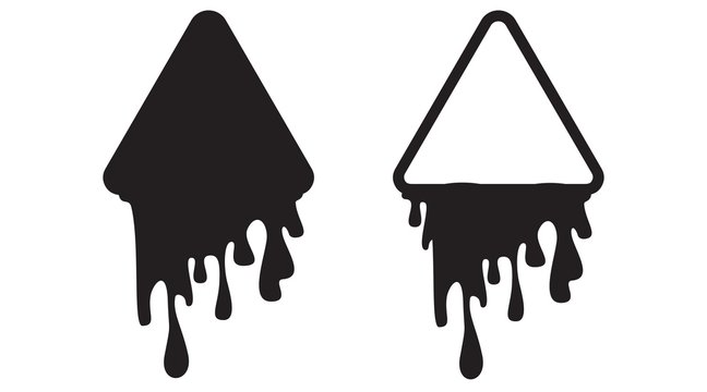 Set of dripping paint icon set. Current liquid stains, inks. Paint flows. Melted circle, star, rectangle, rhombus, square logo. Vector illustration. Color easy to edit. Transparent background.