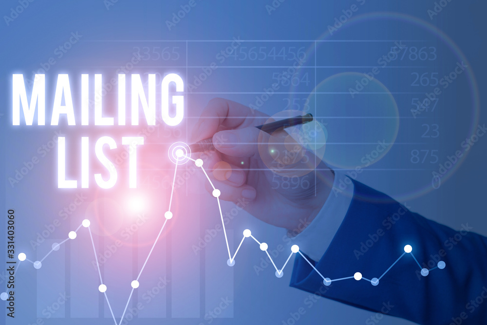 Poster conceptual hand writing showing mailing list. concept meaning list of showing who subscribe to a per