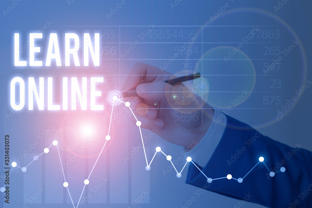 Poster conceptual hand writing showing learn online. concept meaning education that takes place over the in