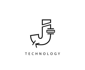 Electrical J Letter Icon Design With Electrical Engineering Symbol Element.