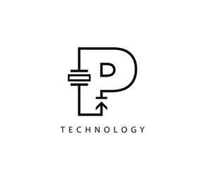 Obraz premium Electrical P Letter Icon Design With Electrical Engineering Symbol Element.