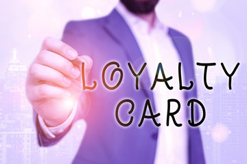 Handwriting text Loyalty Card. Conceptual photo used to record credit points awarded for money spent in store