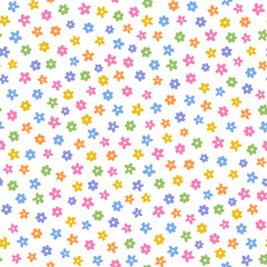 Cute Spring Flower Pattern - Seamless Vector Background