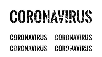 Coronavirus Grunge Word Set. Text Design. Isolated graphic element. Typography vector illustration. Simple stencil lettering for your work