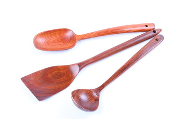 Group of wooden spoon isolated on white background